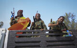 Illustrative: Tigrayan forces ride in a truck after taking control of Mekele, in the Tigray region of northern Ethiopia on Tuesday, June 29, 2021. (AP Photo)
