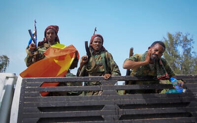 Illustrative: Tigrayan forces ride in a truck after taking control of Mekele, in the Tigray region of northern Ethiopia on Tuesday, June 29, 2021. (AP Photo)