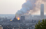 In this file photo dated April 15, 2019, Notre Dame cathedral is burning in Paris (AP Photo/Rafael Yaghobzadeh, FILE)