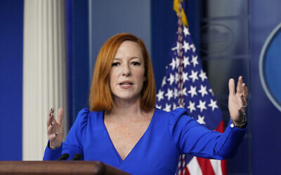 White House press secretary Jen Psaki speaks during the daily briefing at the White House in Washington, Wednesday, Oct. 27, 2021. (AP Photo/Susan Walsh) White House press secretary Jen Psaki speaks during the daily briefing at the White House in Washington, Wednesday, Oct. 27, 2021. (AP Photo/Susan Walsh)
