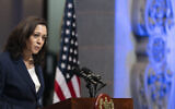 Vice President Kamala Harris listens to a question during a news conference, June 7, 2021, at the National Palace in Guatemala City. (AP Photo/Jacquelyn Martin, File)