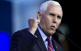 Former Vice President Mike Pence speaks during the Republican Jewish Coalition's annual leadership meeting Saturday, Nov. 6, 2021, in Las Vegas. (Ellen Schmidt/Las Vegas Review-Journal via AP)
