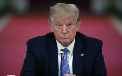 Then-US president Donald Trump in the East Room of the White House, in Washington, on July 7, 2020. (Alex Brandon/AP)