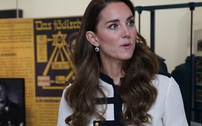 Britain's Kate, the duchess of Cambridge, visits the Imperial War Museum (IWM), in London, November 10, 2021. (Arthur Edwards, Pool via AP)
