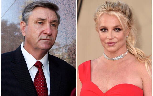 FILE - In this combination of photo, Jamie Spears, father of singer Britney Spears, leaves the Stanley Mosk Courthouse on Oct. 24, 2012, in Los Angeles, left, and Britney Spears arrives at the premiere of "Once Upon a Time in Hollywood" on July 22, 2019, in Los Angeles. A judge this week could end the conservatorship that has controlled Britney Spears' life and money for nearly 14 years. (AP Photo/File FILE - In this combination of photo, Jamie Spears, father of singer Britney Spears, leaves the Stanley Mosk Courthouse on Oct. 24, 2012, in Los Angeles, left, and Britney Spears arrives at the premiere of "Once Upon a Time in Hollywood" on July 22, 2019, in Los Angeles. A judge this week could end the conservatorship that has controlled Britney Spears' life and money for nearly 14 years. (AP Photo/File