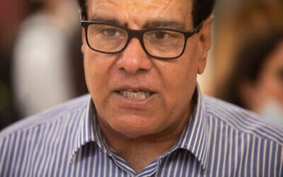 Dr. Izzeldin Abuelaish lobbying for support for a college to honor his daughters and niece at the Knesset in Jerusalem, November 10, 2021. (AP Photo/ Sebastian Scheiner)