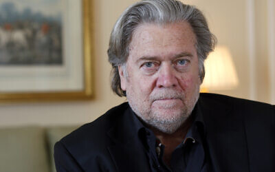 Former White House strategist Steve Bannon poses prior to an interview with The Associated Press, in Paris, May 27, 2019. Bannon, a longtime ally to former President Donald Trump, was indicted Friday, Nov. 12, 2021, on two counts of contempt of Congress after he defied a congressional subpoena from the House committee investigating the insurrection at the U.S. Capitol. (AP Photo/Thibault Camus, File)