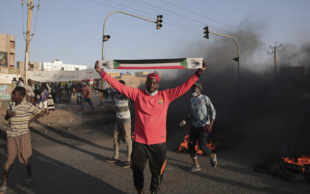 People protest in Khartoum, Sudan, November 13, 2021. (AP Photo/Marwan Ali)
