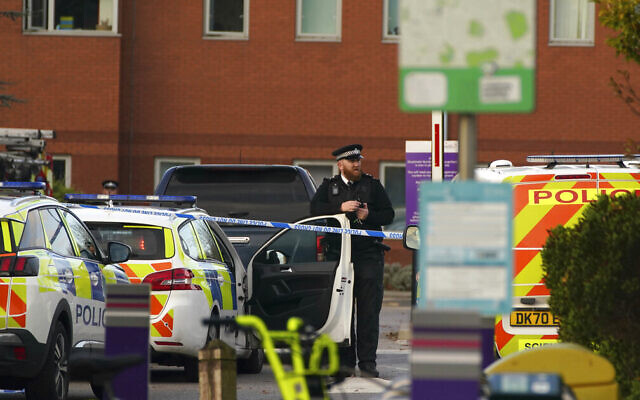 Emergency services outside Liverpool Women's Hospital in Liverpool, England, Sunday, Nov. 14, 2021. (Peter Byrne/PA via AP) Emergency services outside Liverpool Women's Hospital in Liverpool, England, Sunday, Nov. 14, 2021. (Peter Byrne/PA via AP)