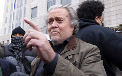 Former White House strategist Steve Bannon arrives at the FBI Washington Field Office, November 15, 2021, in Washington. (AP Photo/Jose Luis Magana)