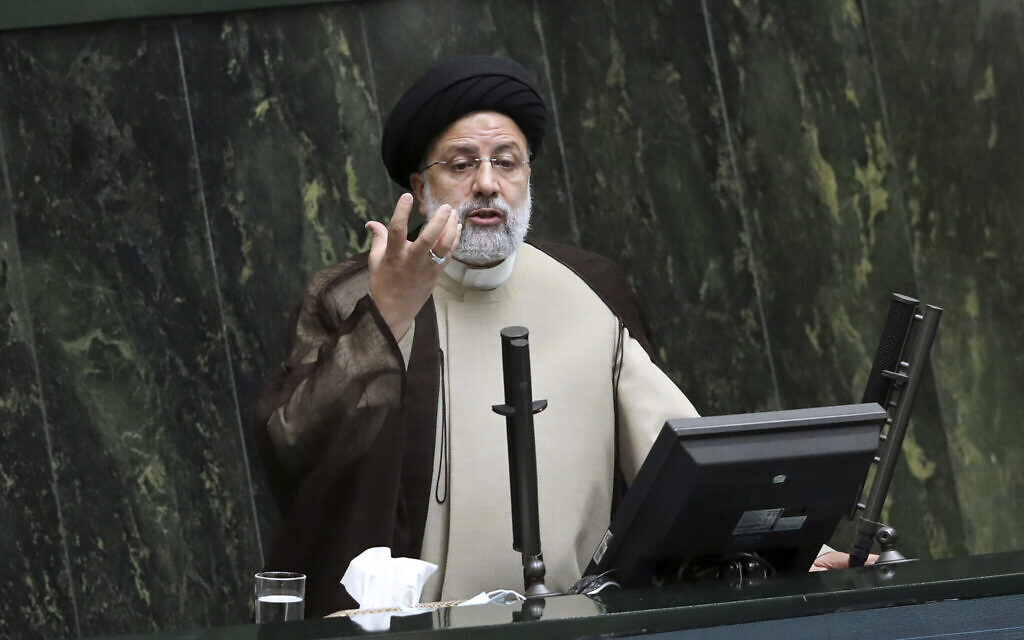 Iranian President Ebrahim Raisi addresses the parliament during a vote of confidence session for the education minister, in Tehran, Iran, Tuesday, Nov. 16, 2021. Iran and world powers resume talks in Vienna this week of Nov. 28, aimed at restoring the nuclear deal that crumbled after the U.S. pulled out three years ago. There are major doubts over whether the deal can be reinstated after years of mounting distrust.(AP Photo/Vahid Salemi) Iranian President Ebrahim Raisi addresses the parliament during a vote of confidence session for the education minister, in Tehran, Iran, Tuesday, Nov. 16, 2021. Iran and world powers resume talks in Vienna this week of Nov. 28, aimed at restoring the nuclear deal that crumbled after the U.S. pulled out three years ago. There are major doubts over whether the deal can be reinstated after years of mounting distrust.(AP Photo/Vahid Salemi)