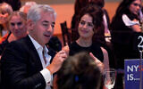 Billionaire William Ackman, left, and wife Neri Oxman, an Israeli-American designer and professor. (Sean Zanni/Patrick McMullan, via Getty Images/JTA)