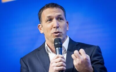 Religious Affairs Minister Matan Kahana speaks during a Conference of the 'Besheva' group in Jerusalem, on August 1, 2021. (Yonatan Sindel/Flash90)