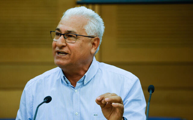 MK Mazen Ghnaim speaks during a committee meeting, in the Knesset, October 27, 2021. (Olivier Fitoussi/Flash90) MK Mazen Ghnaim speaks during a committee meeting, in the Knesset, October 27, 2021. (Olivier Fitoussi/Flash90)