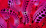 The enormous hot pink inflatables installation at the Tel Aviv Museum of Art exhibition of Japanese artist Yayoi Kusama on October 31, 2021 (Photo by Tomer Neuberg/Flash90)