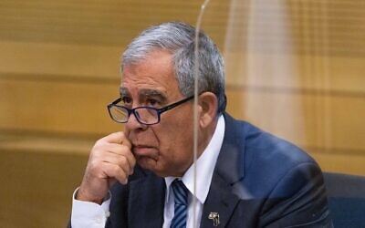 Knesset Speaker MK Mickey Levy attends a meeting in parliament, Jerusalem, November 15, 2021. (Yonatan Sindel/Flash90)