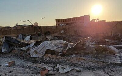 The damaged al-Tanf base in southern Syria is seen a day after it was apparently struck by Iranian drones, on October 20, 2021. (Courtesy, via Aurora Intel)