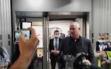 Defense Minister Benny Gantz ahead of his flight to Morocco, on November 23, 2021. (Judah Ari Gross/Times of Israel)