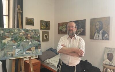 Motta Brim, one of the participating artists in the 5th Jerusalem Biennale, which opened November 11 and runs through December 30, 2021, at various sites around the city (Jessica Steinberg/Times of Israel)