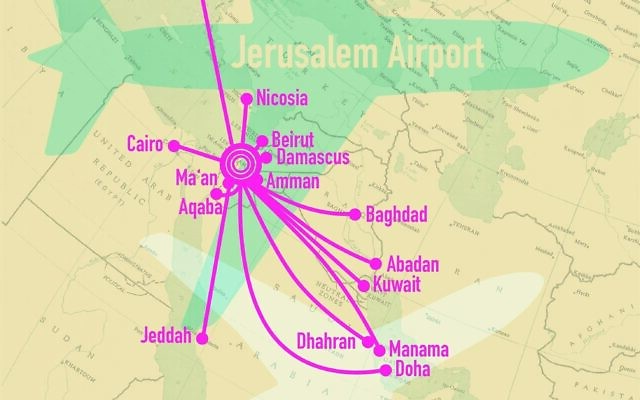 Destinations served by Jerusalem Airport, 1948-1967 (Designer: Olga Goltser / From the exhibition "Gateway to the World: Jerusalem Airport 1948-1967")