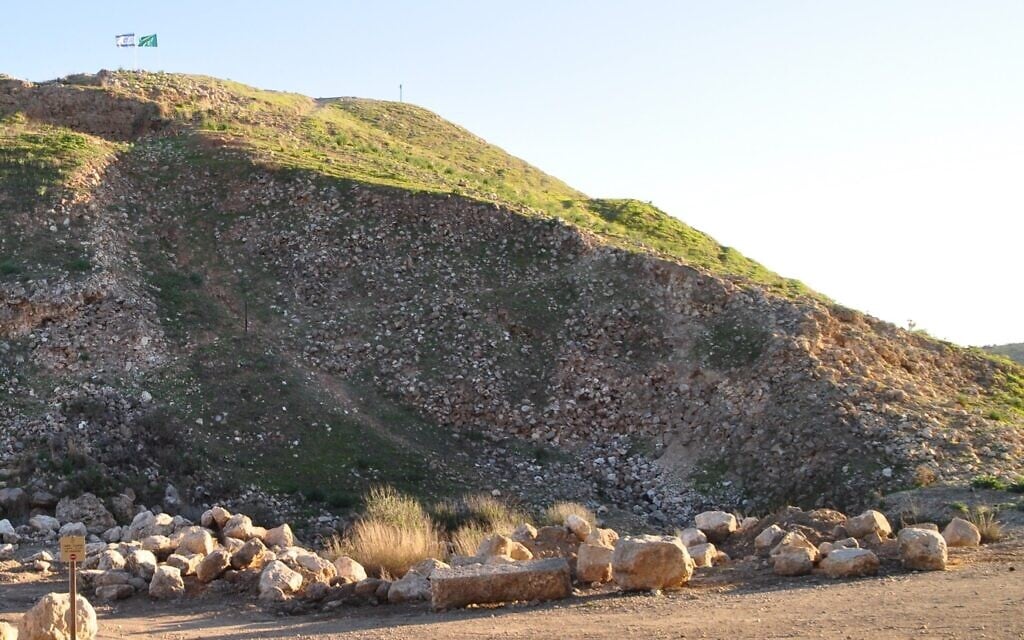 An undated photo of the Assyrian ramp at Lachish, constructed using 3 million stones. (Yosef Garfinkel/courtesy) An undated photo of the Assyrian ramp at Lachish, constructed using 3 million stones. (Yosef Garfinkel/courtesy)