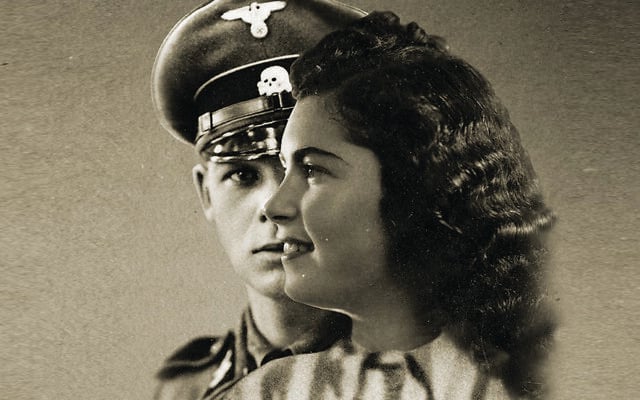 The photomontaged pictures of Helena Citron and Frank Wunsch, an Auschwitz prisoner and her SS officer who pursued a romance in the concentration camp, now the subject of an award-winning documentary, 'Love It Was Not" (Courtesy Love It Was Not)