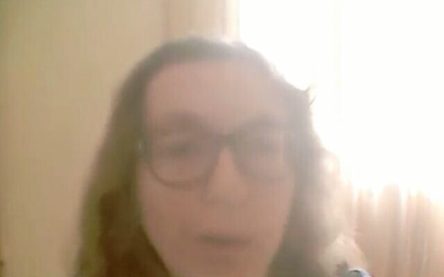 Screen capture from video of anti-vaccine activist Valentina Nalin as she participated in a Knesset Health Commitee meeting on COVID-19 vaccines, November 16, 2021. (Israel Hayom) Screen capture from video of anti-vaccine activist Valentina Nalin as she participated in a Knesset Health Commitee meeting on COVID-19 vaccines, November 16, 2021. (Israel Hayom)