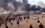 Iranians protest water shortages in a dry river bed near Isfahan, on November 26, 2011. (Screencapture/Twitter)