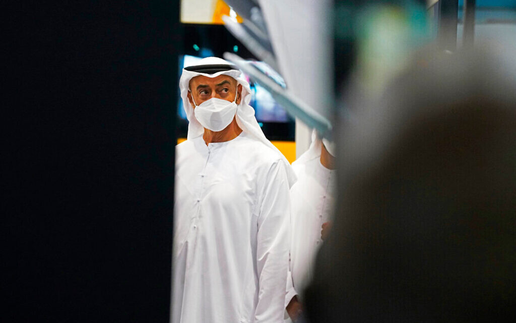 Abu Dhabi's powerful crown prince, Sheikh Mohammed bin Zayed al-Nahyan, attends the Dubai Air Show in Dubai, United Arab Emirates, on November 17, 2021. (AP Photo/Jon Gambrell) Abu Dhabi's powerful crown prince, Sheikh Mohammed bin Zayed al-Nahyan, attends the Dubai Air Show in Dubai, United Arab Emirates, on November 17, 2021. (AP Photo/Jon Gambrell)
