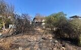 A house damaged by fire in the northern village of Gita, November 13, 2021 (Israel Fire and Rescue Services)
