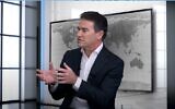 Screen capture from video of former Mossad chief Yossi Cohen during an interview, November 21, 2021. (YouTube)