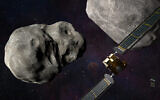 Illustration of NASA’s DART spacecraft and the Italian Space Agency’s (ASI) LICIACube prior to impact at the Didymos binary system.
(NASA/Johns Hopkins, APL/Steve Gribben)
