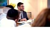 Rabbi Benjamin Goldschmidt (center) teaches a class earlier this year leading up to the High Holidays. (Screenshot from LinkedIn via JTA)