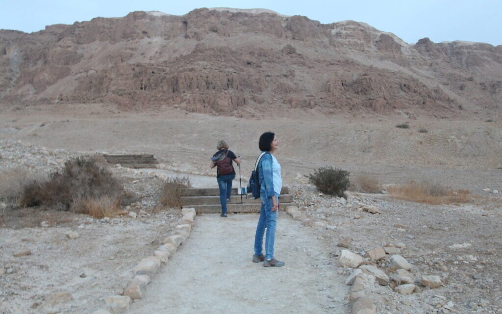 Walking the Scrolls Trail at Qumran National Park before sunrise. (Shmuel Bar-Am)