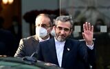 Iran's chief nuclear negotiator Ali Bagheri Kani is seen leaving the Coburg Palais, venue of the Joint Comprehensive Plan of Action (JCPOA) meeting aimed at reviving the Iran nuclear deal, in Vienna, on December 3, 2021. (Joe Klamar/AFP)