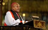 In this file photo taken on March 03, 2014 South African Archbishop Desmond Tutu speaks during a memorial service for former South African president Nelson Mandela at Westminster Abbey in London (JOHN STILLWELL / POOL / AFP)