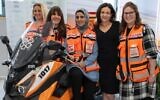 Sheryl Sandberg (second from right) poses with members of United Hatzalah's women's unit in Jerusalem, on August 28. 2019. (United Hatzalah)
