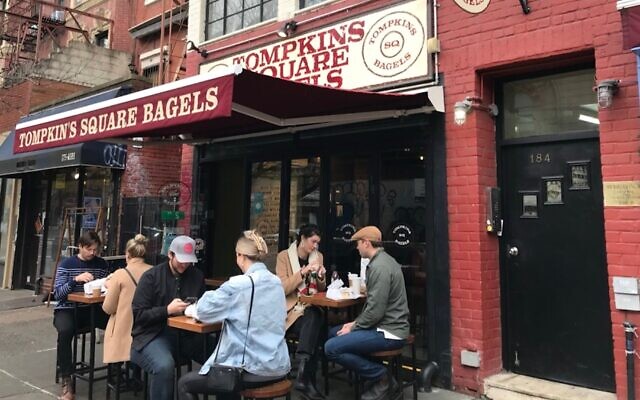The crowd at Tompkin's Square Bagels’ 2nd Avenue location was steady and reasonably calm on Monday morning despite reports of a cream cheese shortage. (Julia Gergely via JTA) The crowd at Tompkin's Square Bagels’ 2nd Avenue location was steady and reasonably calm on Monday morning despite reports of a cream cheese shortage. (Julia Gergely via JTA)