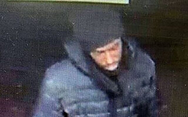 The suspect in an attack on a Jewish man in London is seen in security camera footage (Courtesy) The suspect in an attack on a Jewish man in London is seen in security camera footage (Courtesy)
