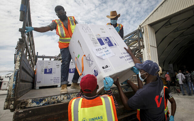 In this March 15, 2021 file photo boxes of AstraZeneca COVID-19 vaccine manufactured by the Serum Institute of India and provided through the global COVAX initiative arrive at the airport in Mogadishu, Somalia. (AP/Farah Abdi Warsameh) In this March 15, 2021 file photo boxes of AstraZeneca COVID-19 vaccine manufactured by the Serum Institute of India and provided through the global COVAX initiative arrive at the airport in Mogadishu, Somalia. (AP/Farah Abdi Warsameh)