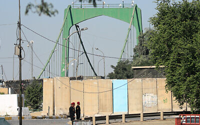 Illustrative: Iraqi Security forces close the heavily fortified Green Zone as they tightened security measures hours after an assassination attempt on Prime Minister Mustafa al-Kadhimi, in Baghdad, Iraq, November 7, 2021. (AP Photo/Hadi Mizban)