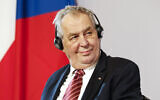 Czech President Milos Zeman addresses the media during a joint press conference after meeting at the Hofburg palace in Vienna with his Austrian counterpart, on June 10, 2021. (AP Photo/Lisa Leutner, File)