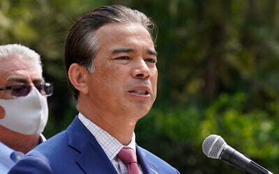 California Attorney General Rob Bonta speaks at a news conference in Sacramento, California, on August 17, 2021. (Rich Pedroncelli/AP)