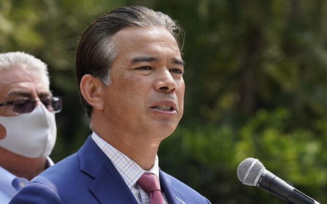 California Attorney General Rob Bonta speaks at a news conference in Sacramento, California, on August 17, 2021. (Rich Pedroncelli/AP) California Attorney General Rob Bonta speaks at a news conference in Sacramento, California, on August 17, 2021. (Rich Pedroncelli/AP)