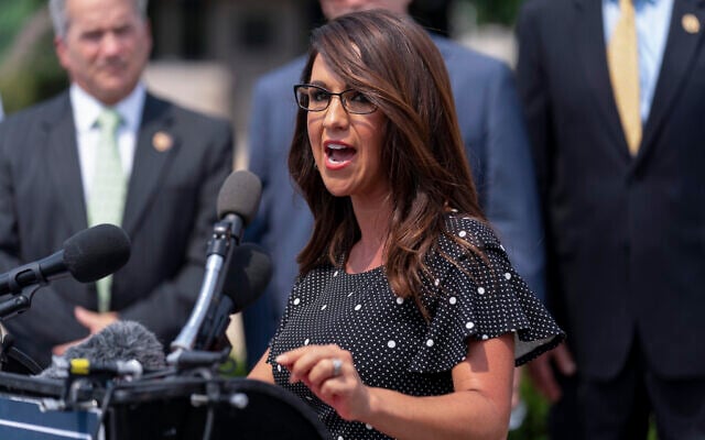Rep. Lauren Boebert, Republican-Colorado, speaks at a news conference on Capitol Hill in Washington, July 29, 2021. (Andrew Harnik/AP) Rep. Lauren Boebert, Republican-Colorado, speaks at a news conference on Capitol Hill in Washington, July 29, 2021. (Andrew Harnik/AP)