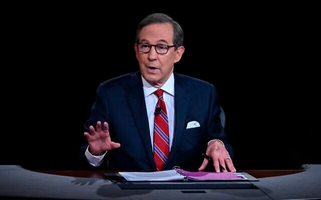 Moderator Chris Wallace of Fox News speaks as then-US president Donald Trump and Democratic presidential candidate Joe Biden participate in the first presidential debate in Cleveland on September 29, 2020. (Olivier Douliery/ Pool via AP, File) Moderator Chris Wallace of Fox News speaks as then-US president Donald Trump and Democratic presidential candidate Joe Biden participate in the first presidential debate in Cleveland on September 29, 2020. (Olivier Douliery/ Pool via AP, File)