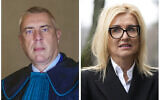 Polish lawyer Roman Giertych, left, poses for a portrait in Rome, and Polish prosecutor Ewa Wrzosek, right, is photographed in Warsaw, December 16, 2021. (AP Photo/Andrew Medichini, left, Czarek Czarek Sokolowski)