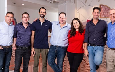Claroty's leadership team from left to right: Udi Bar Sela, CFO, Benny Porat, co-founder and CTO, Amir Preminger, VP research, Guilad Regev, SVP customer care, Natalie Katester Boimer, global VP HR, Yaniv Vardi, CEO, Seth Gerson, VP and general counsel. (Courtesy)
