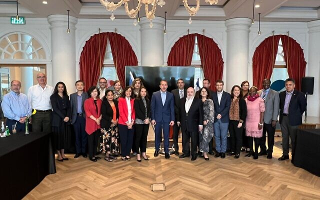 A delegation of UN ambassadors arrives in Israel for a visit on December 15, 2021. (Courtesy) A delegation of UN ambassadors arrives in Israel for a visit on December 15, 2021. (Courtesy)