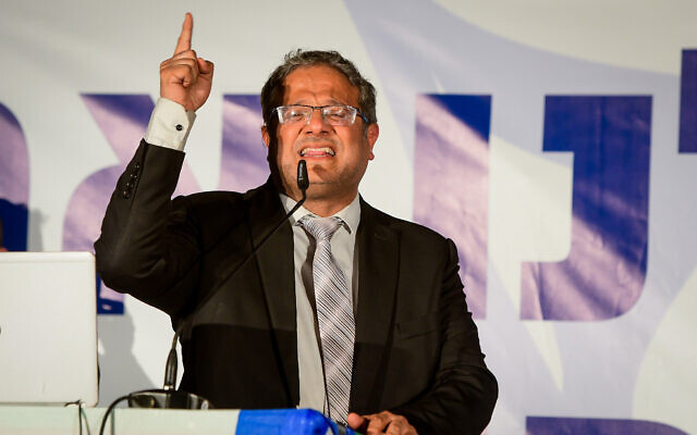 MK Itamar Ben Gvir speaks during a rally in Tel Aviv, November 2, 2021. (Avshalom Sassoni/Flash90) MK Itamar Ben Gvir speaks during a rally in Tel Aviv, November 2, 2021. (Avshalom Sassoni/Flash90)
